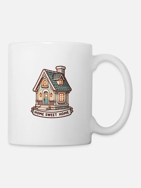 Home Sweet Home - Haus Illustration - Tasse - Weiß