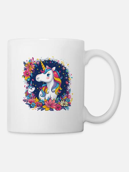 Kinder Einhorn bunt - Tasse - Weiß