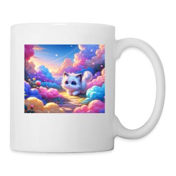 Un chat d’anime mignon dans un jardin de nuages coloré - Mug blanc - blanc - Droite