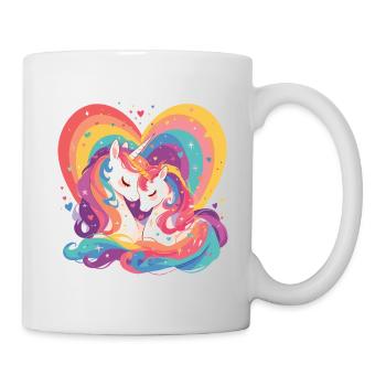 Unicorn Heart Love Cuddle Hug Cute Cute - Mug - white - Right
