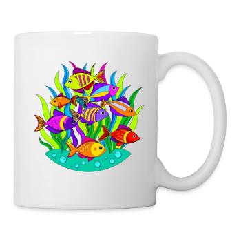 Shoal of fish among the seaweed - Mug - white - Right