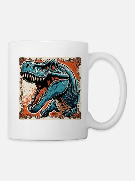 Dinosaurier / Tier / Urzeit / Reptil / Jungs - Tasse - Weiß