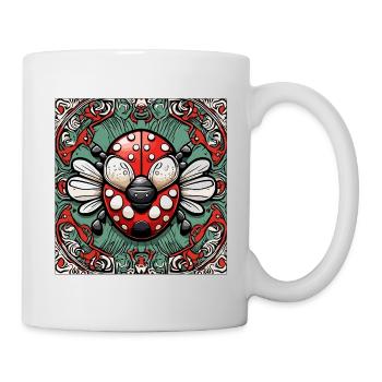Ladybug / Lucky Charm / Dotted / New Year - Mug - white - Right