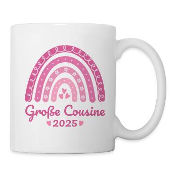 Boho Regenbogen rosa Große Cousine 2025 - Tasse - Weiß - Rechts