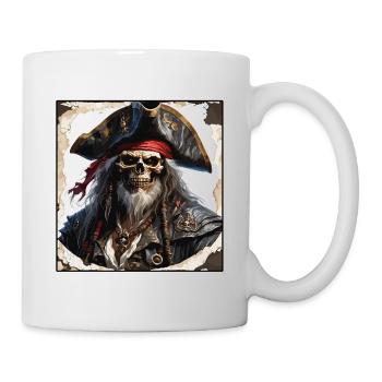 Pirat / Ahoi / Anker / Kapitän / Totenkopf / Rum - Tasse - Weiß - Rechts