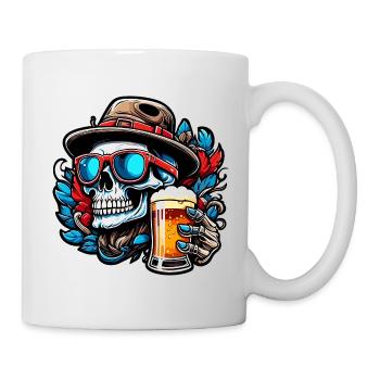 Skull / Totenkopf / Skelett / Gothic / Tattoo - Tasse - Weiß - Rechts