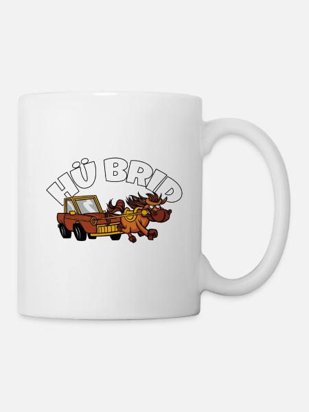 Drôle de bande dessinée Cheval Voiture Moteur Cheval Fan Hü Brid - Mug blanc - blanc