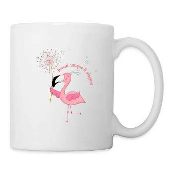 Flamingo "proud, unique & elegant - Tasse - Weiß - Rechts