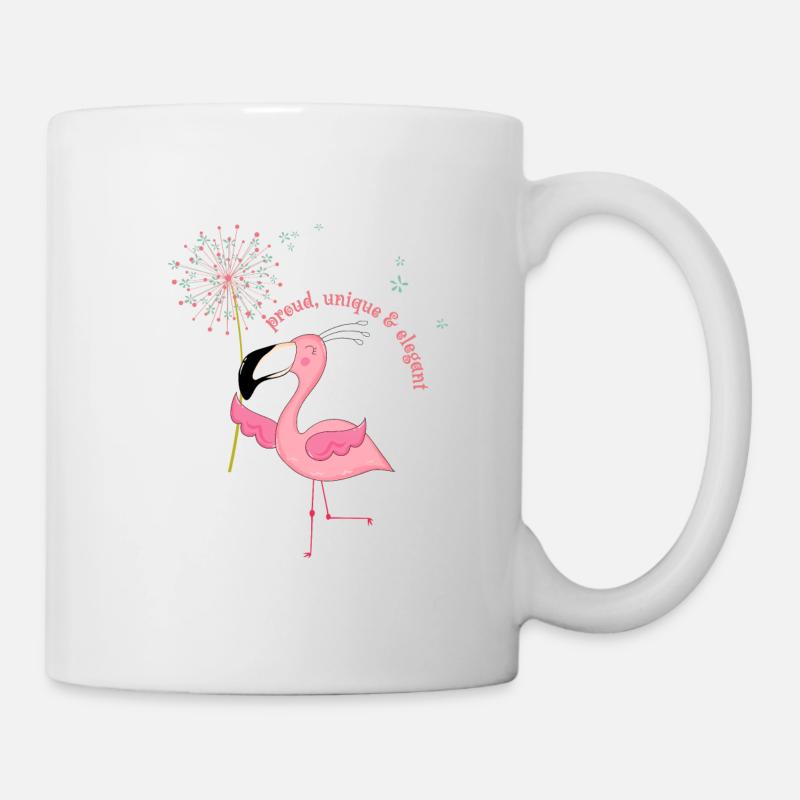 Flamingo "proud, unique & elegant - Mug - white