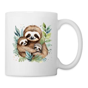 Mama Faultier Baby Faultier Faultier Familie - Tasse - Weiß - Rechts