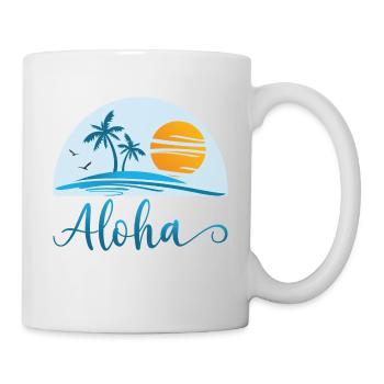 Aloha Surfing Hawaii Surfer Beach Palm Tree Sun - Mug blanc - blanc - Droite