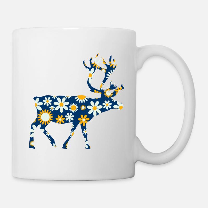 Reindeer Rennes Scandinavia - Mug - white