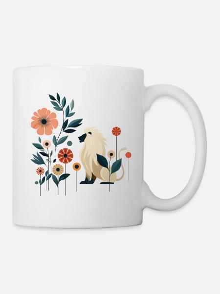 Floral Lion - Mug - white