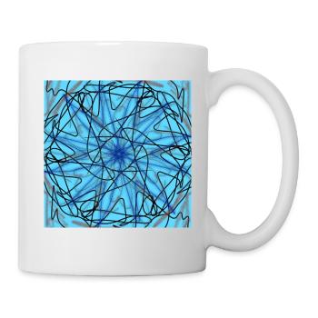 abstrakter blauer Stern - Tasse - Weiß - Rechts
