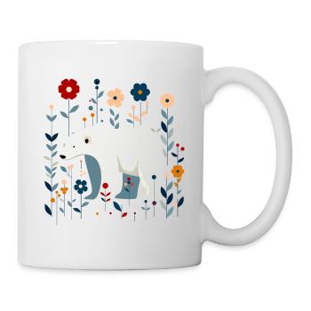 Floraler Eisbär - Tasse - Weiß - Rechts
