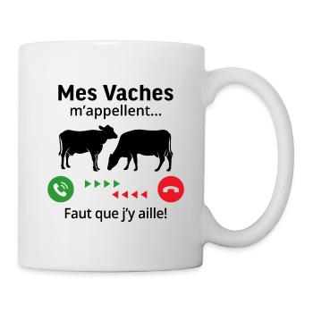 mes vaches m'appellent faut que j'y ailler - Mug blanc - blanc - Droite