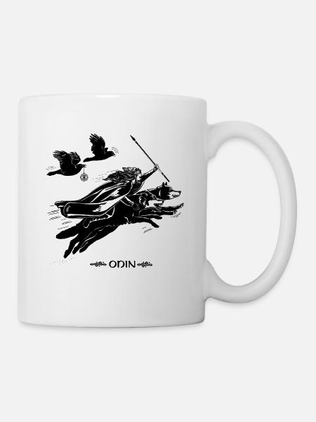 Odin with Geri and Freki - Mug - white
