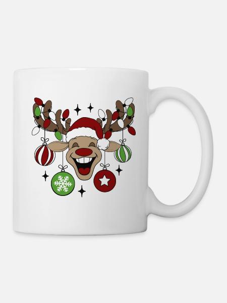Rentier Rudolph Weihnachten Ugly Christmas Sweater - Tasse - Weiß