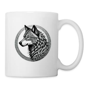 Wolf mit keltischem Knoten 02 - Tasse - Weiß - Rechts