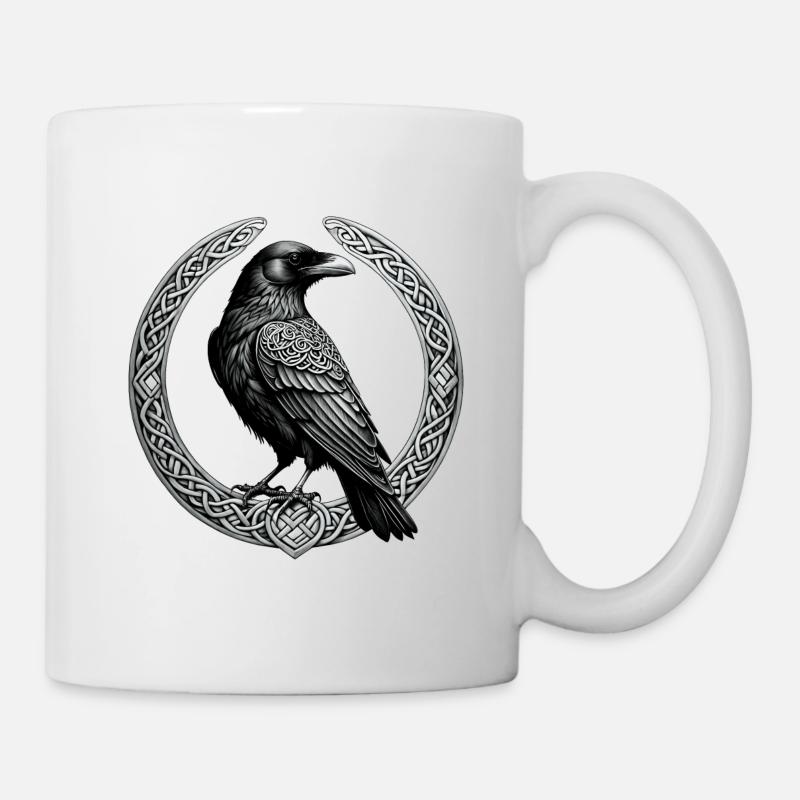 Corbeau avec nœud celtique 01 - Mug blanc - blanc