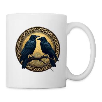 Zwei Raben mit keltischem Knoten - Tasse - Weiß - Rechts