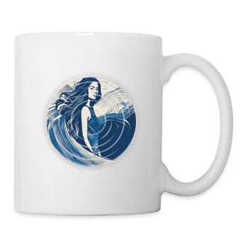 surfer girl surfing sea ocean - Mug - white - Right