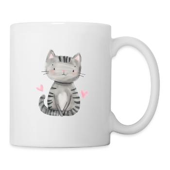 cute cat, grey cat gift, cat drawing - Mug - white - Right