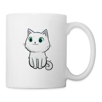 cute cat drawing, cat gift for kids - Mug - white - Right