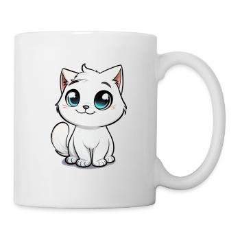 chat blanc mignon, animal de compagnie, chaton - Mug blanc - blanc - Droite