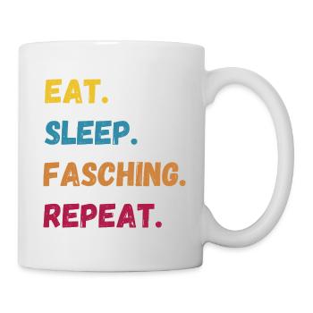 EAT SLEEP FASCHING REPEAT Karneval Kostüm Outfit - Tasse - Weiß - Rechts