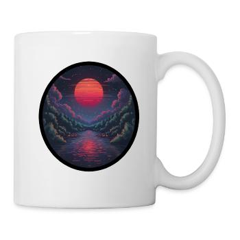 Pixel sunset over the water - Mug - white - Right