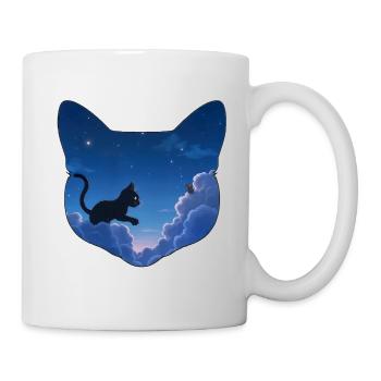 Katze jagt Mäuse in den Wolken - Tasse - Weiß - Rechts