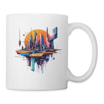 Abstract city with the sun behind it - Mug - white - Right