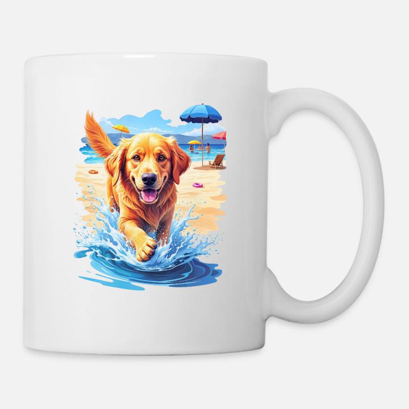 Dog on the beach - Mug - white