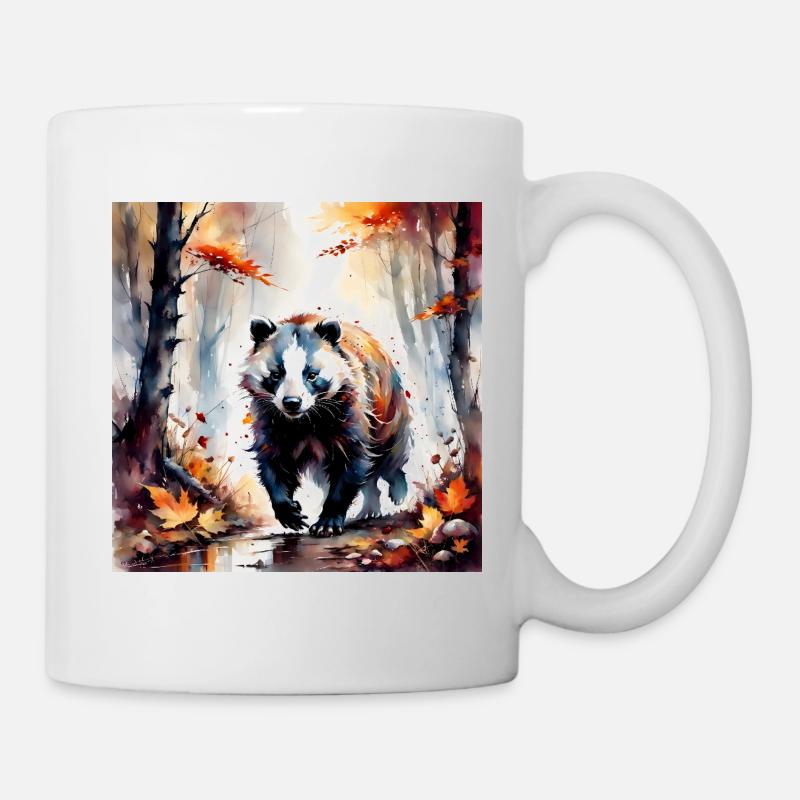 Dachs im Herbs - Tasse - Weiß