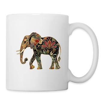 Elefant Floral Blumen - Tasse - Weiß - Rechts