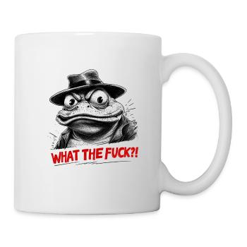 WTF - grenouille choquée « QU’EST-CE QUE C’EST QUE CE BORDEL ?! » - Mug blanc - blanc - Droite