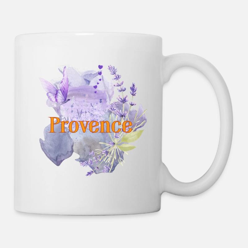 Lavande Provence Illustration Aquarelle avec Breloque - Mug blanc - blanc