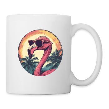 Flamingo Sunglasses Palm Trees Summer Beach - Mug - white - Right
