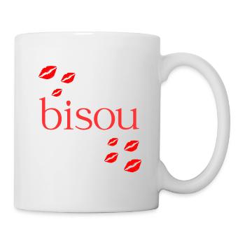 Bisou Red Typography with Kissing Lips - Mug - white - Right
