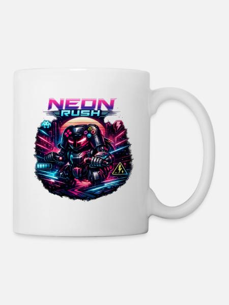 Neon Rush Neon-Ninja Roboter - Tasse - Weiß
