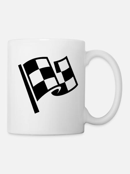 Flagge Rennen Ziel Auto - Tasse - Weiß