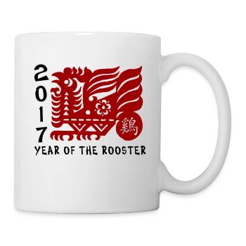 2017 Jahr des Hahns Papercut - Tasse - Weiß - Rechts