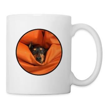 Vom Sitzsack gefressener Pinscher - Tasse - Weiß - Rechts