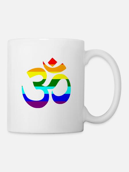 Regenbogen Om Zeichen - Tasse - Weiß