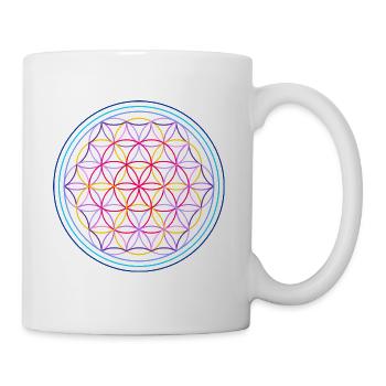 Fleur de vie rouge-bleu - Mug blanc - blanc - Droite