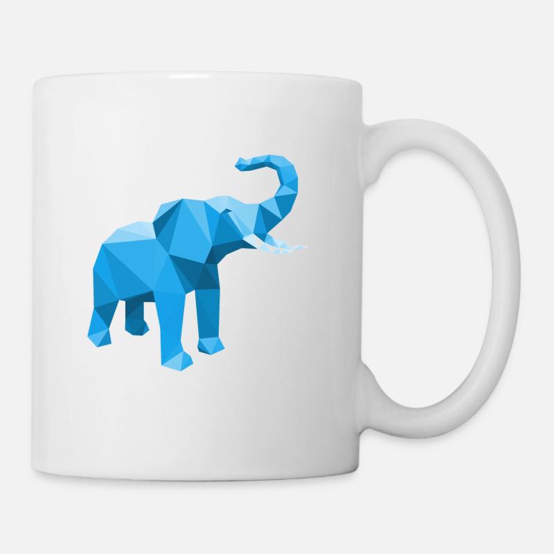 Elefant blau mit stylischem LowPoly Effekt - Tasse - Weiß