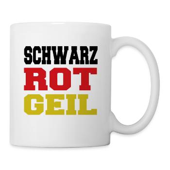 Schwarz Rot Geil Deutschland T-Shirt - Tasse - Weiß - Rechts