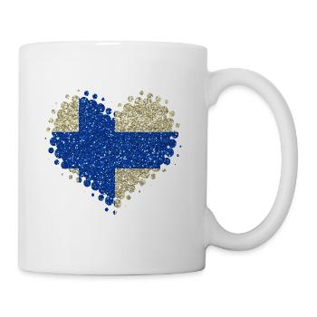 Ich Liebe Finnland Herz Landesfarben Heimatland - Tasse - Weiß - Rechts