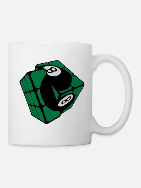 Würfel Billardkugel-Rubi-Form - Tasse - Weiß
